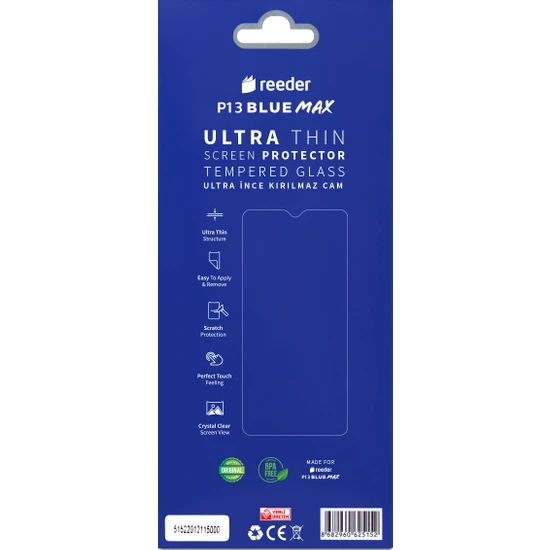 Reeder P13 Blue Max Ultra İnce Kırılmaz Cam