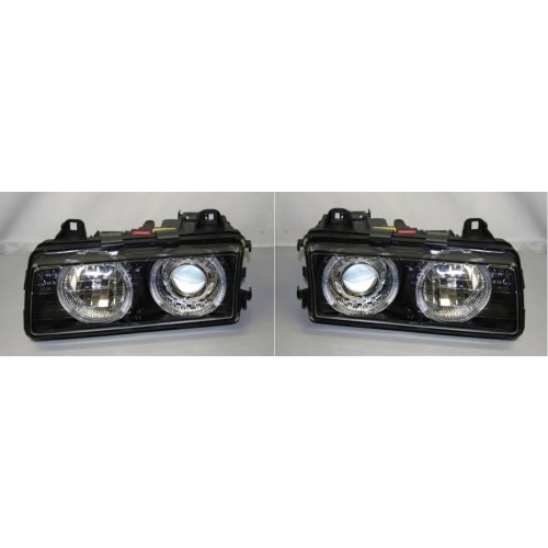BMW E36 KOMPLE FAR KRİSTAL SİYAH TAKIM MERCEKLİ ANGELLI