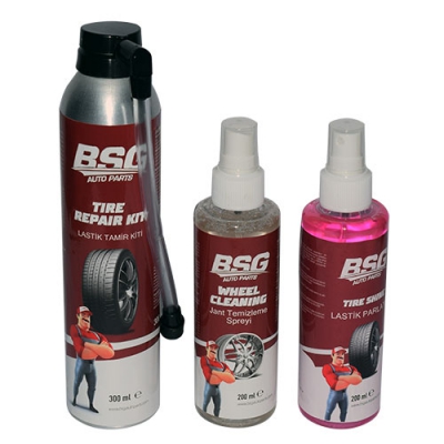 BSG LASTİK TAMİR KİTİ LASTİK PARLATICI JANT TEMİZLEME SPREYİ 3’LÜ SET