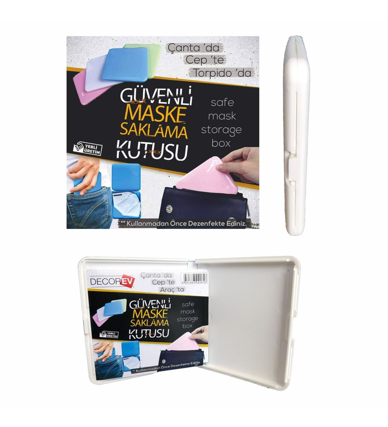 DECOREV GÜVENLİ MASKE SAKLAMA KABI KUTUSU