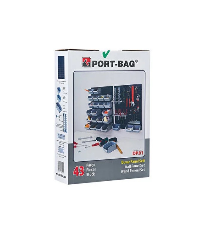 PORT-BAG 43 PARÇA DUVAR PANELİ ALET TAKIM RAF DEPOLAMA