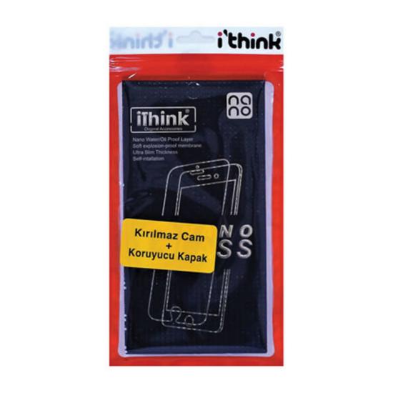 I’THİNK PROMO KIRILMAZ EKRAN CAM + SİLİKON ARKA KAPAK IPHONE 12 