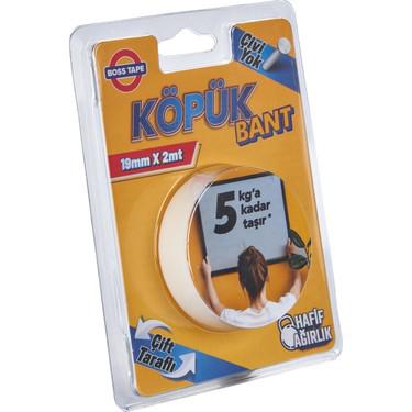 BOSS TAPE ÇİFT TARAFLI BEYAZ KÖPÜK BANT 19MM*2MT