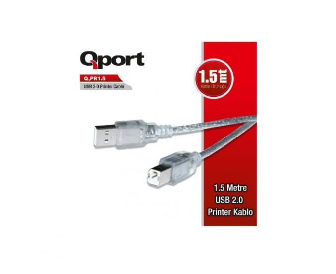 QPORT Printer USB Kablosu USB 2.0 1.5M Q-PR1.5 Printer Cable