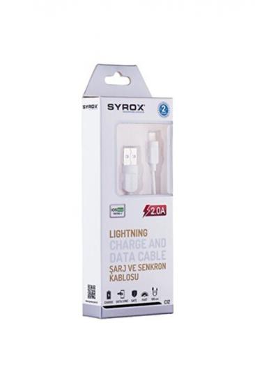 SYROX USB LIGHTNING ŞARJ VE DATA KABLOSU IPHONE 2.0 A C12 