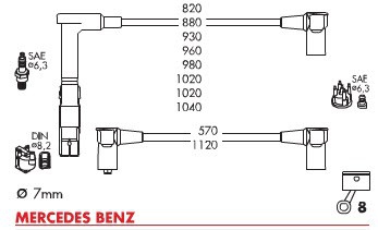 MERCEDES W124 W140 W210 M119 BUJİ KABLOSU SETİ 0300890635 